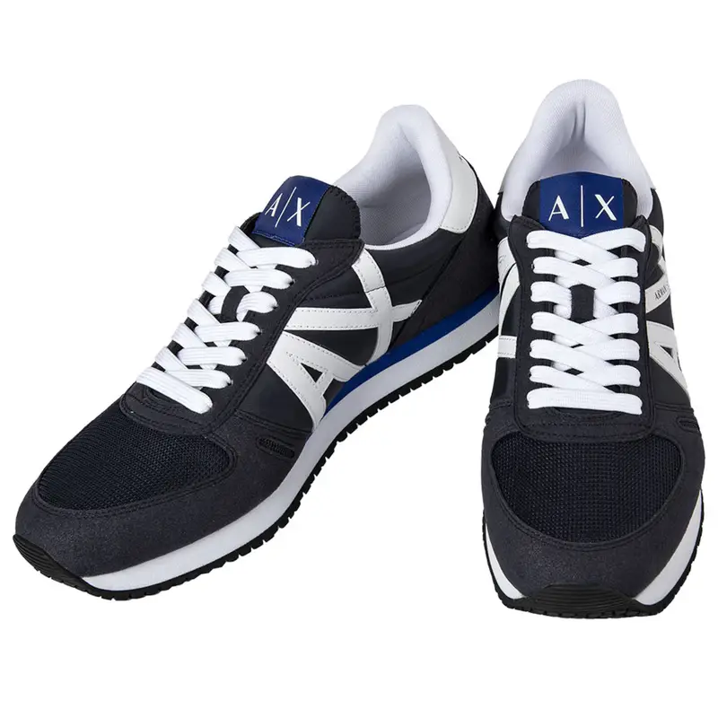 Armani Exchange Sneakers bassa blu scuro e bianco miniatura 2