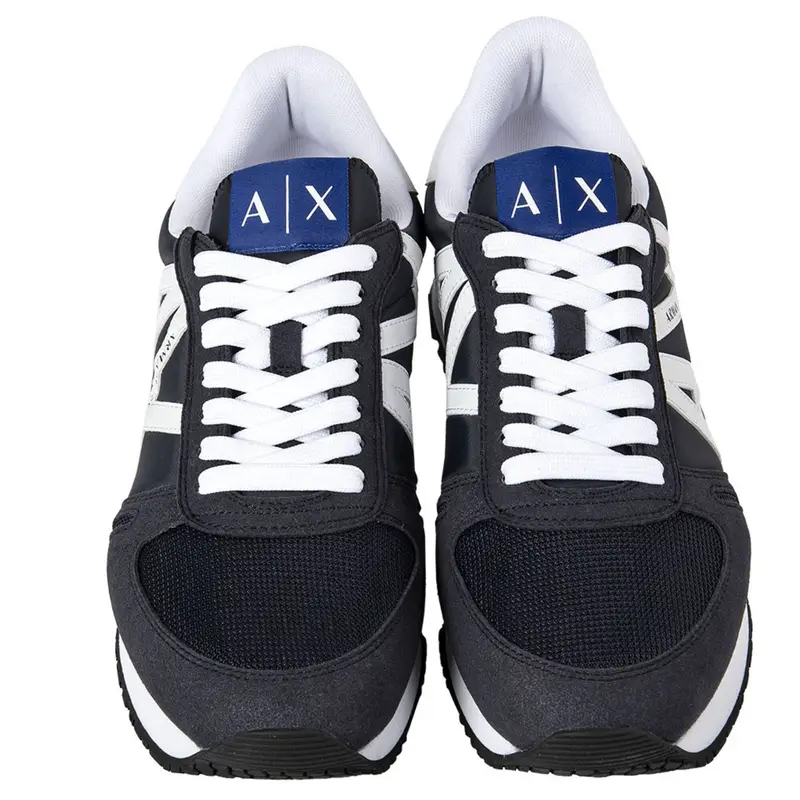 Armani Exchange Sneakers bassa blu scuro e bianco miniatura 3