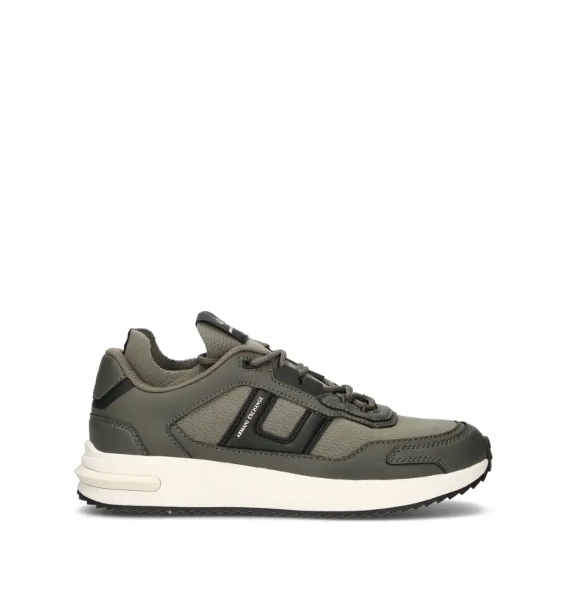 Armani Exchange Sneakers uomo verde in tessuto e materiale sintetico