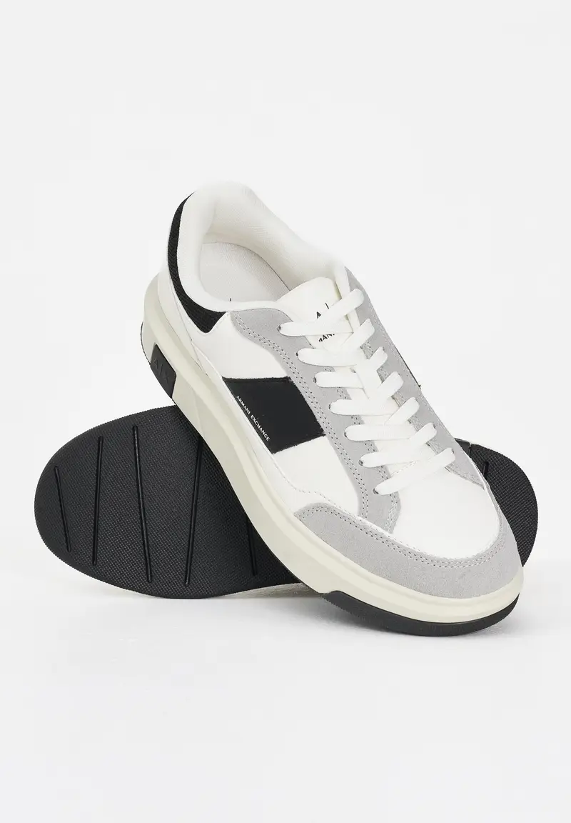 ARMANI EXCHANGE Sneakers bianche da uomo realizzata in un mix di materiali miniatura 3