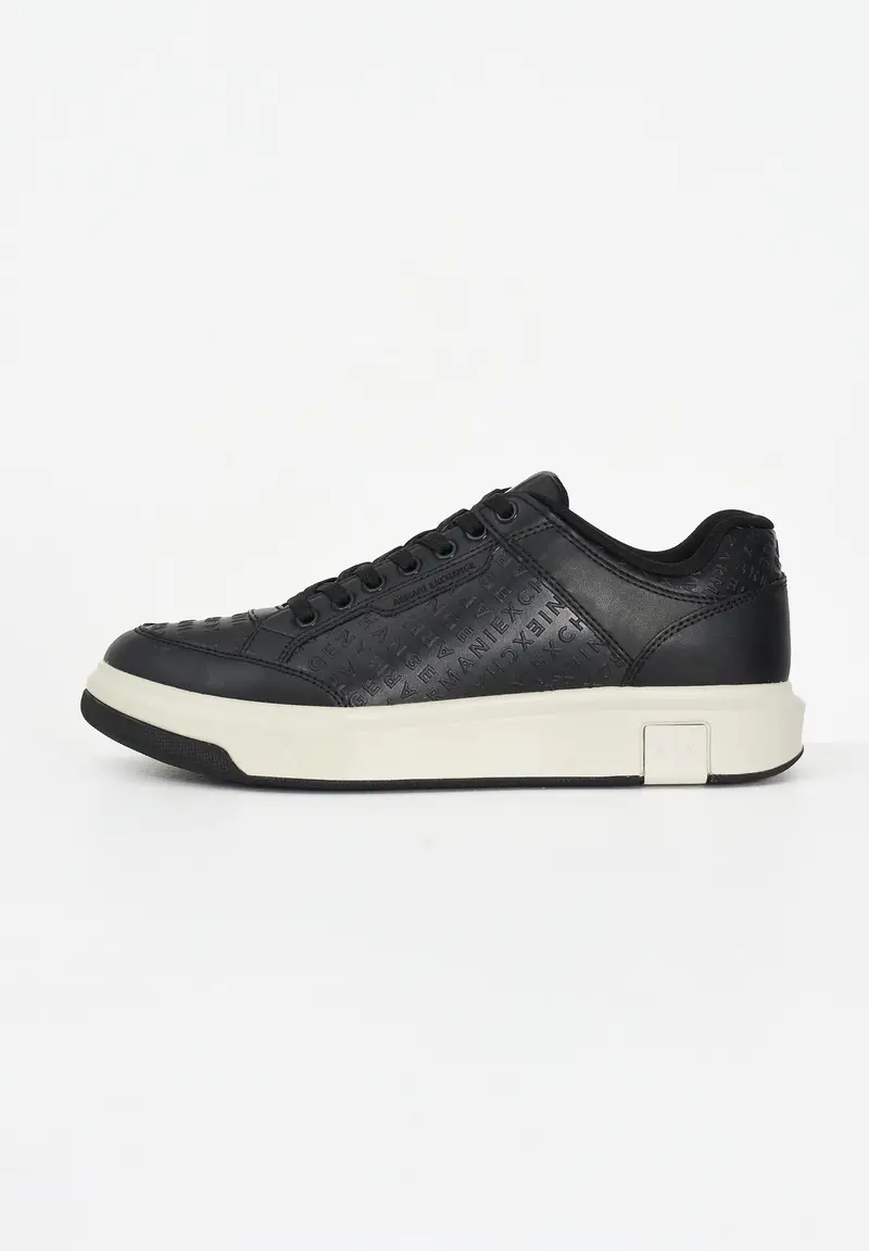 ARMANI EXCHANGE Sneakers nere da uomo con logo all-over