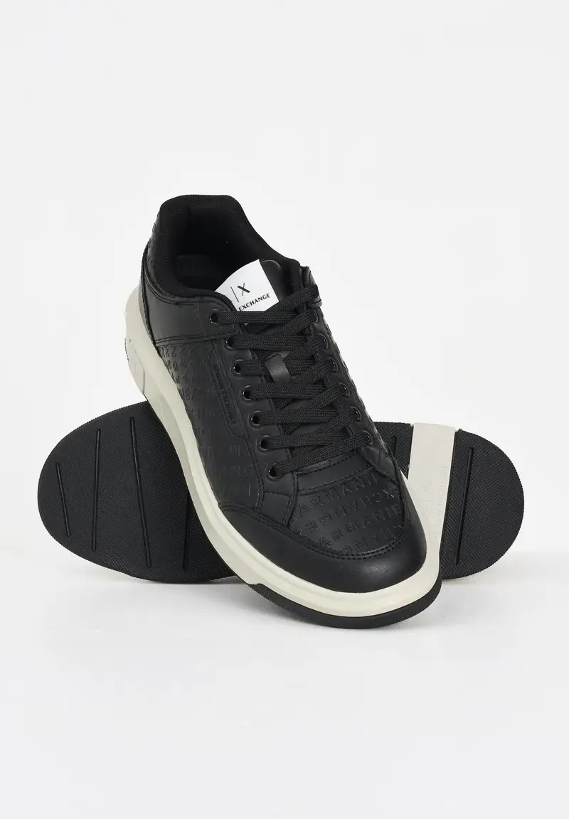 ARMANI EXCHANGE Sneakers nere da uomo con logo all-over miniatura 3