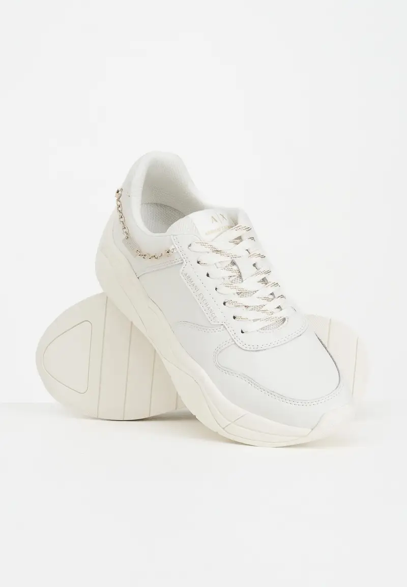 ARMANI EXCHANGE Sneakers panna da donna con catenina miniatura 3
