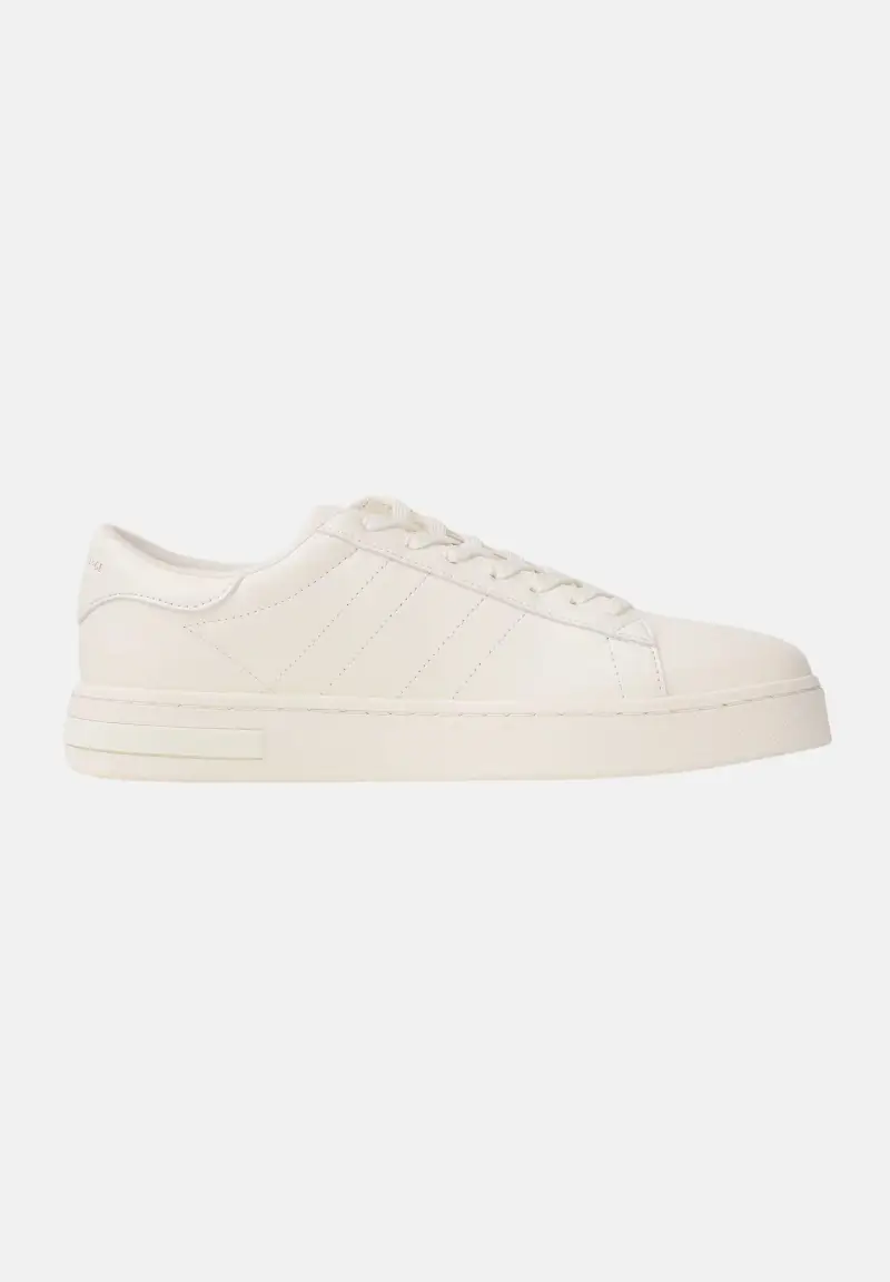 Sneakers panna da uomo con bande laterali e logo miniatura 3