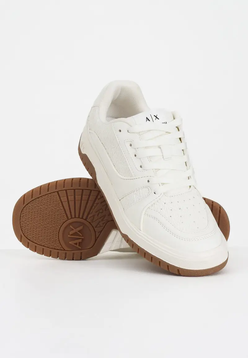 ARMANI EXCHANGE Sneakers panna da uomo con logo all-over miniatura 3