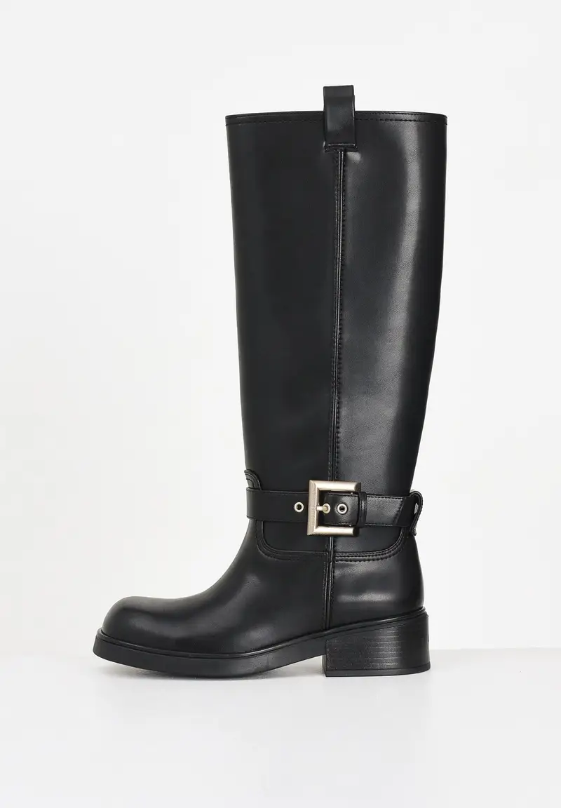 ARMANI EXCHANGE Stivali alti neri da donna con fibbia