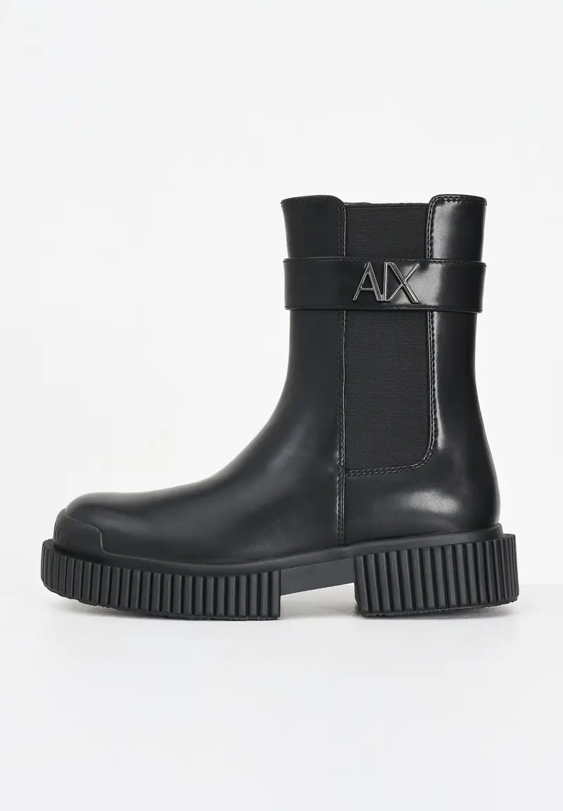 ARMANI EXCHANGE Stivali bassi neri da donna con logo A|X