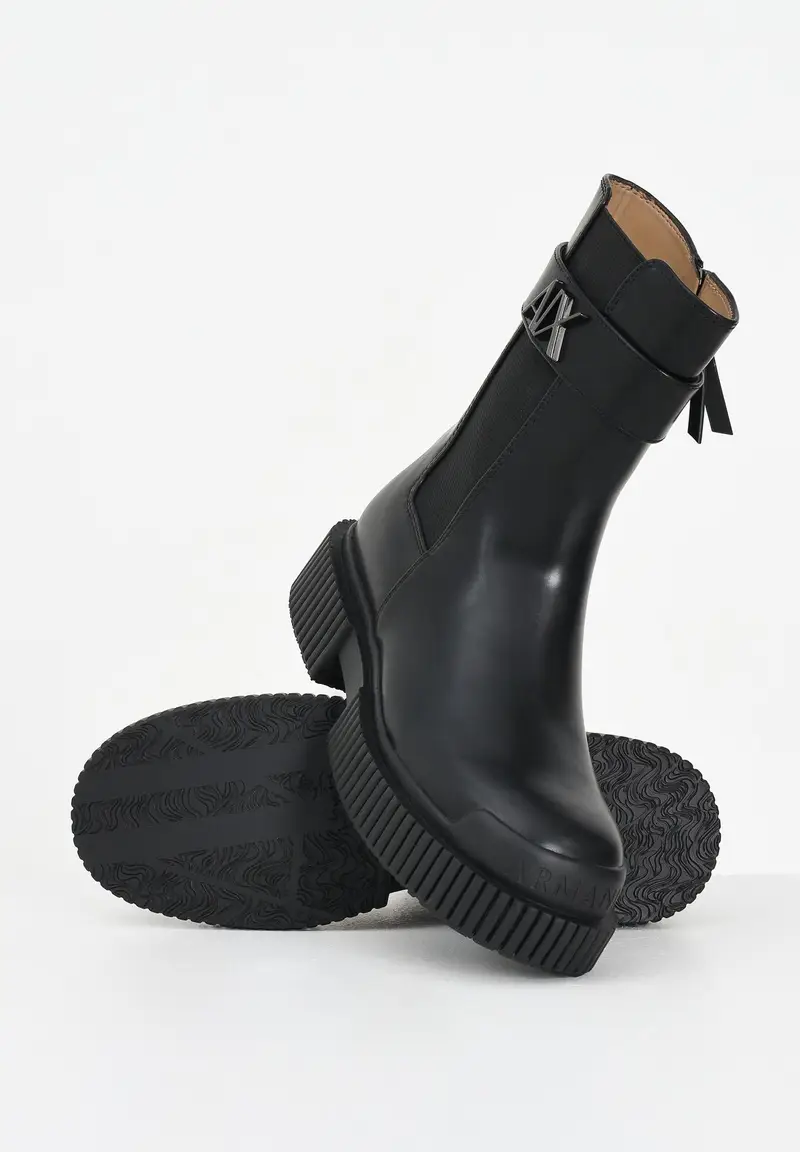 ARMANI EXCHANGE Stivali bassi neri da donna con logo A|X miniatura 3