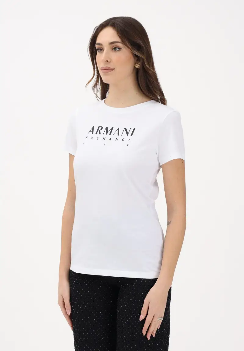 T-shirt a manica corta bianca da donna con logo