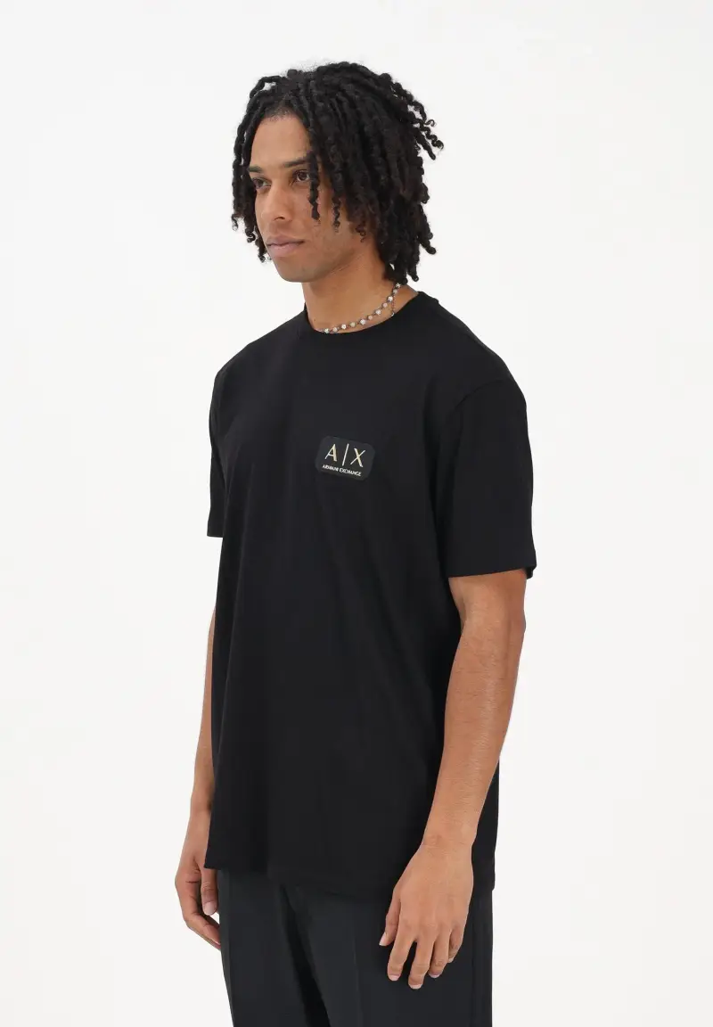 T-shirt a manica corta nera da uomo con logo