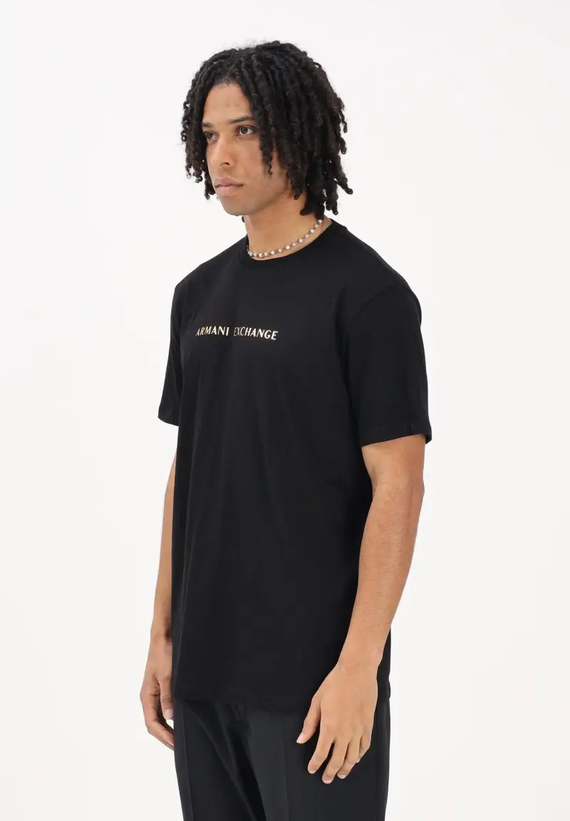 T-shirt a manica corta nera da uomo con logo