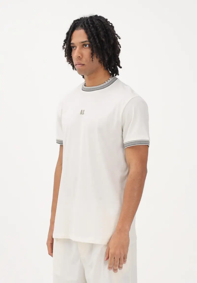 T-shirt a manica corta panna da uomo con logo