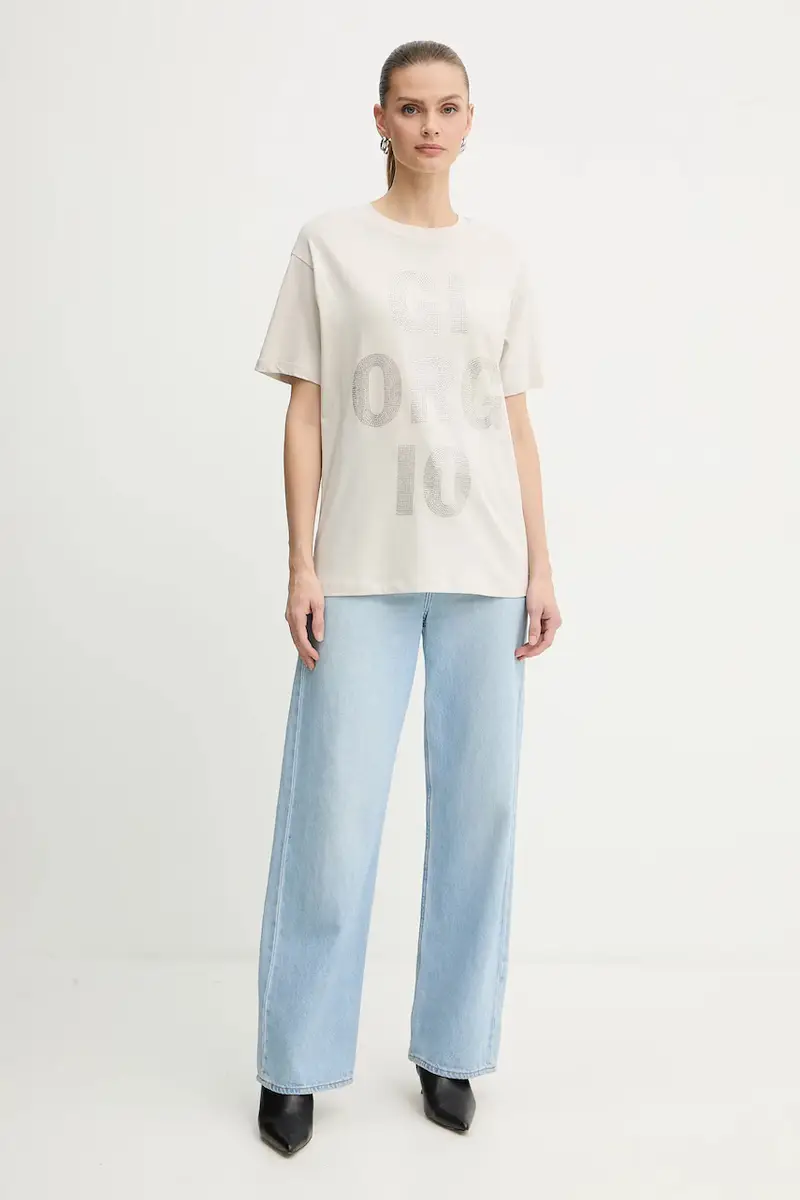 Armani Exchange T-shirt Donna Beige 3918472 miniatura 2