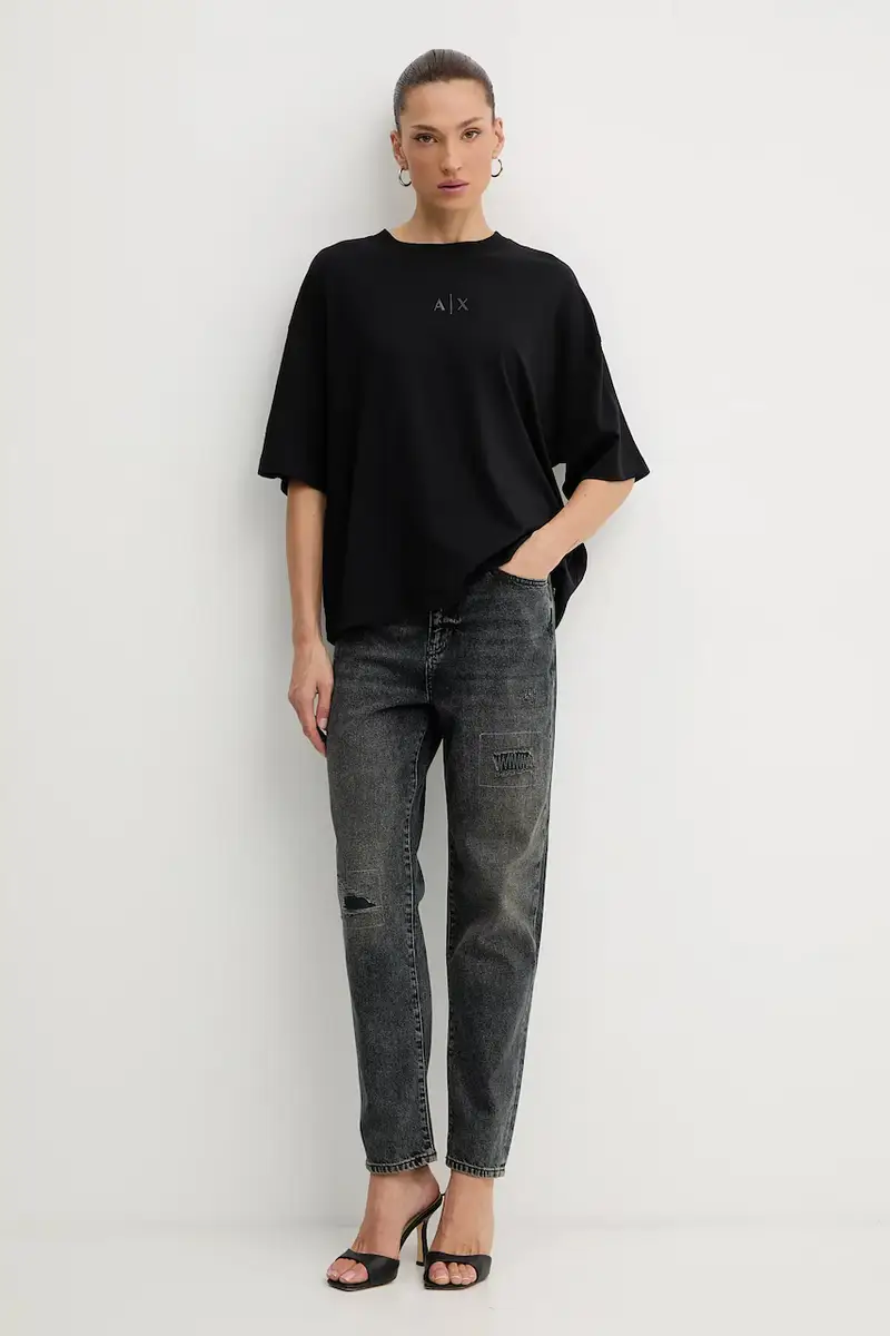 Armani Exchange T-shirt Donna Nero 3777714 miniatura 2