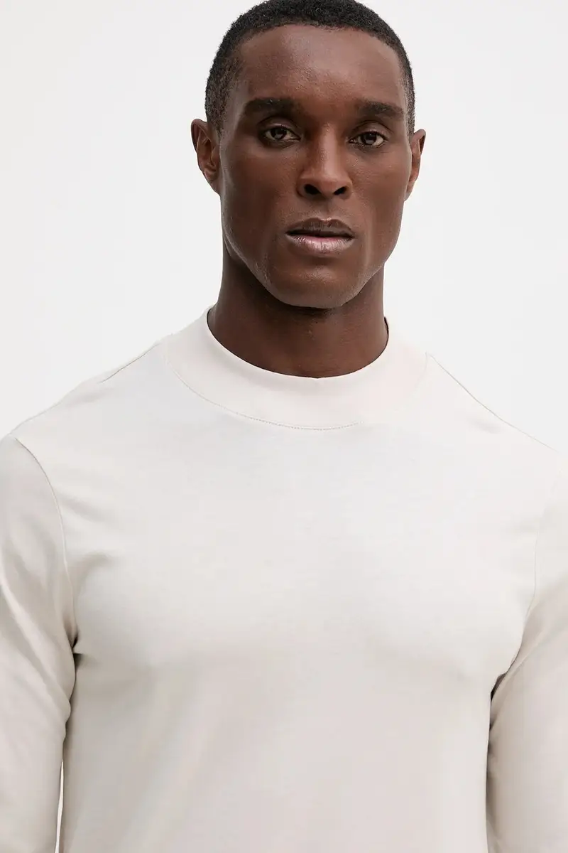 top a maniche lunghe in cotone colore beige XM001427 AF10362 miniatura 4