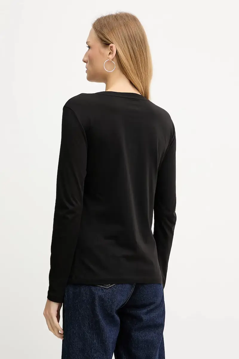 top a maniche lunghe in cotone colore nero XW001360 AF10356 miniatura 3