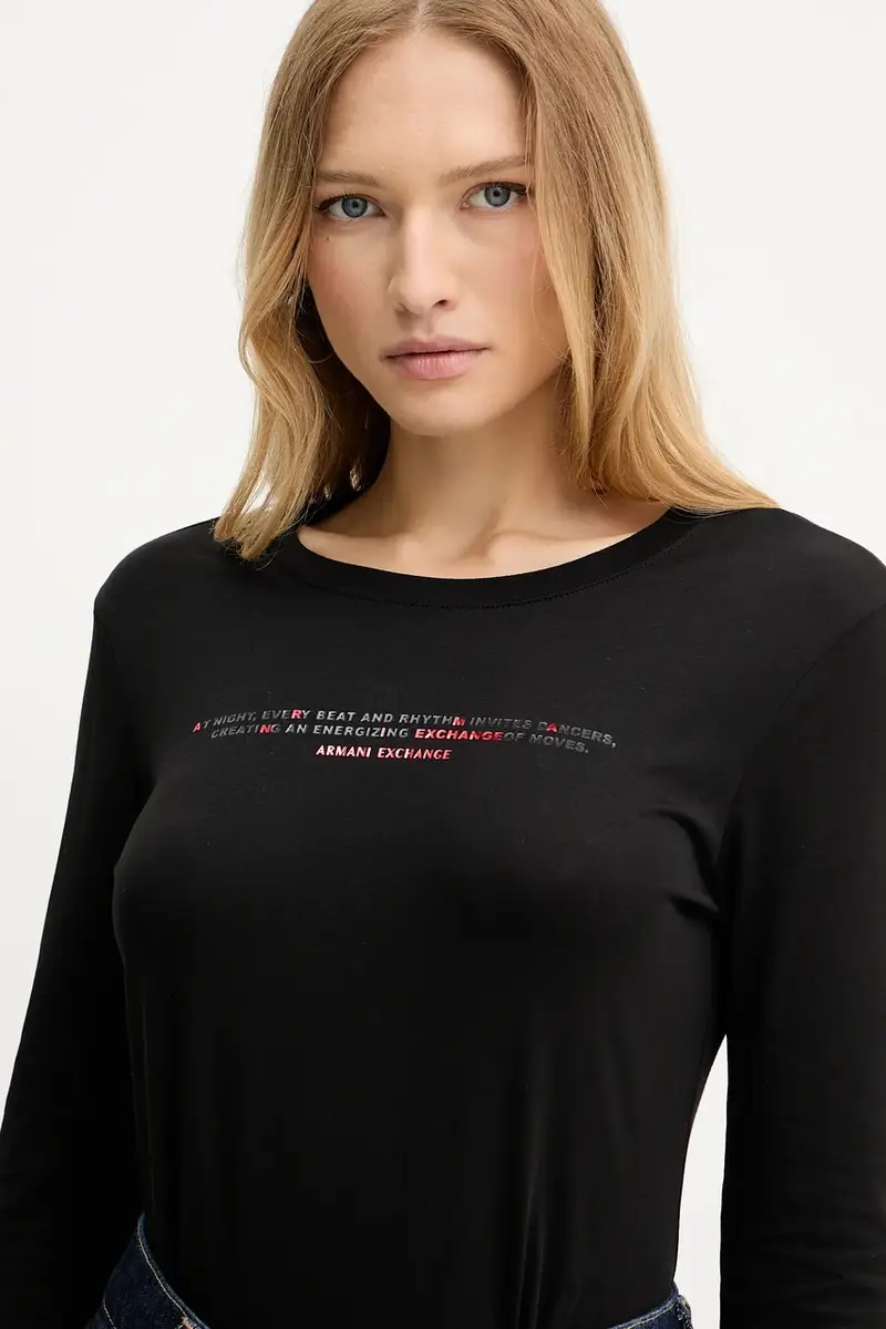 top a maniche lunghe in cotone colore nero XW001360 AF10356 miniatura 4