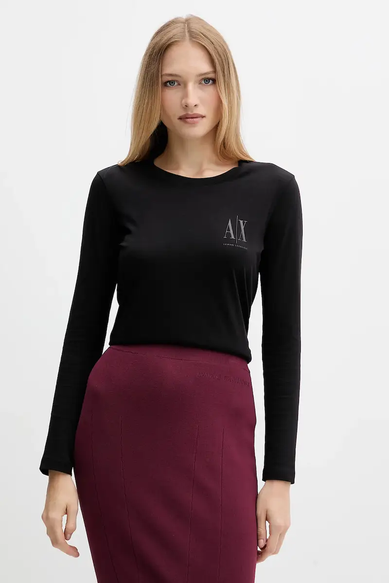 top a maniche lunghe in cotone colore nero XW001450 AF10356