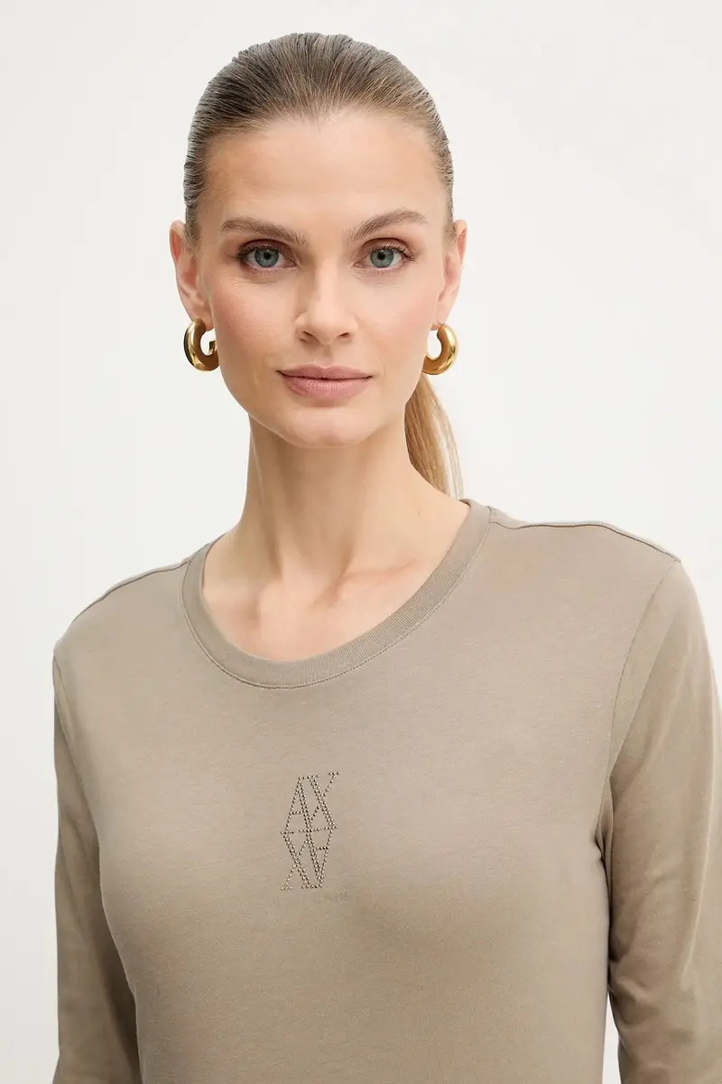 top a maniche lunghe in cotone colore verde XW001350 AF17172 miniatura 4