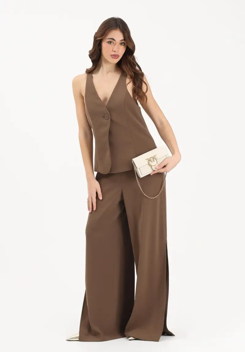 Tuta elegante marrone da donna miniatura 2