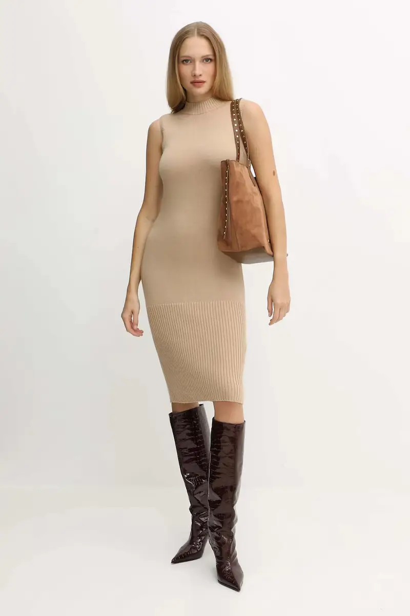 vestito con lana colore beige XW001308 AF13774 miniatura 2