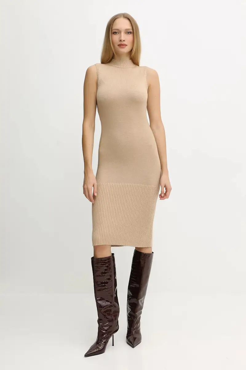 vestito con lana colore beige XW001308 AF13774