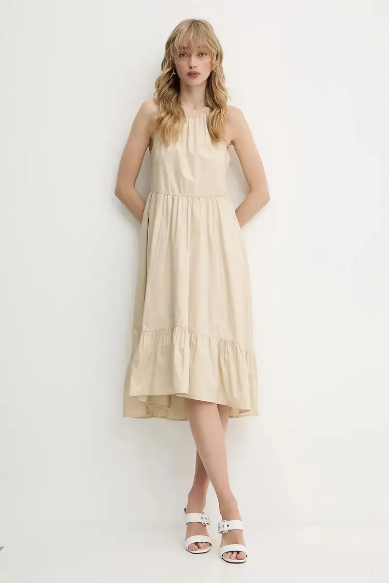 vestito in cotone colore beige XW000477 AF12812 miniatura 2