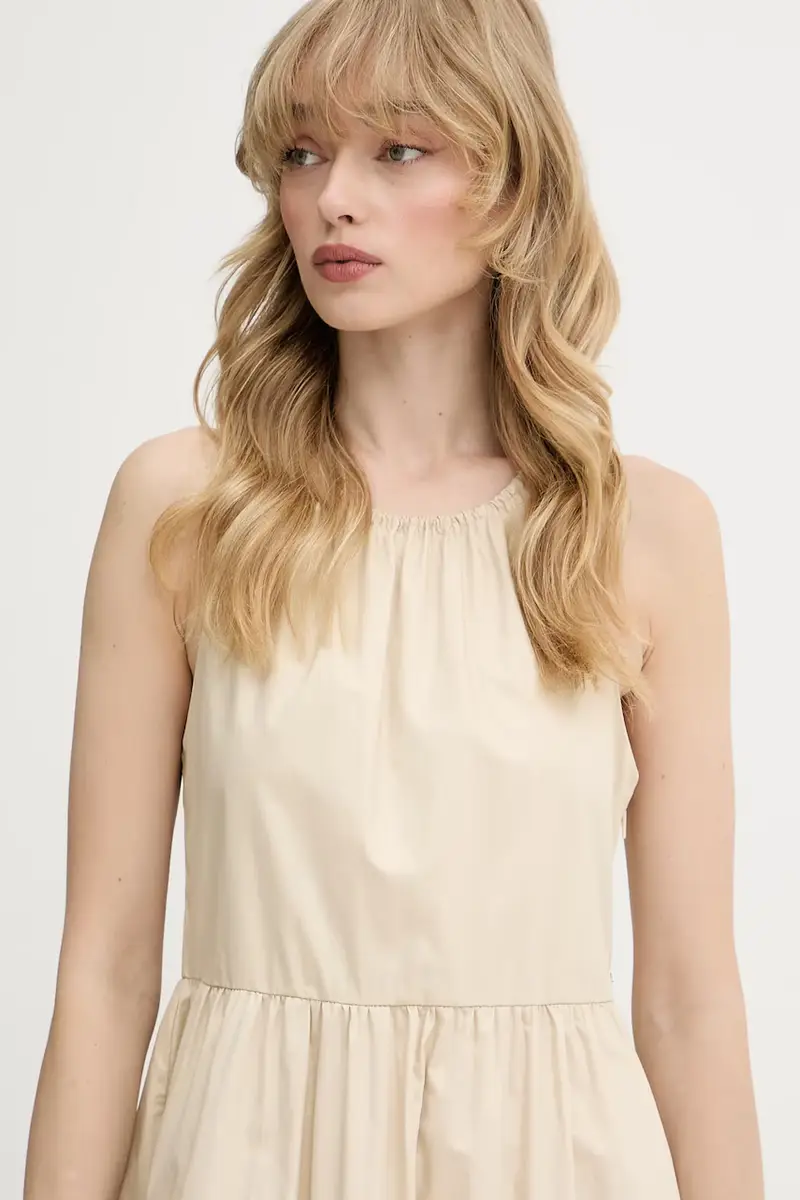 vestito in cotone colore beige XW000477 AF12812 miniatura 4