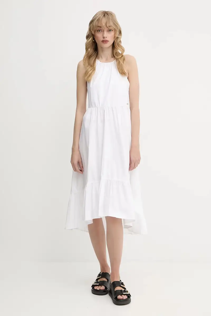 vestito in cotone colore bianco XW000477 AF12812