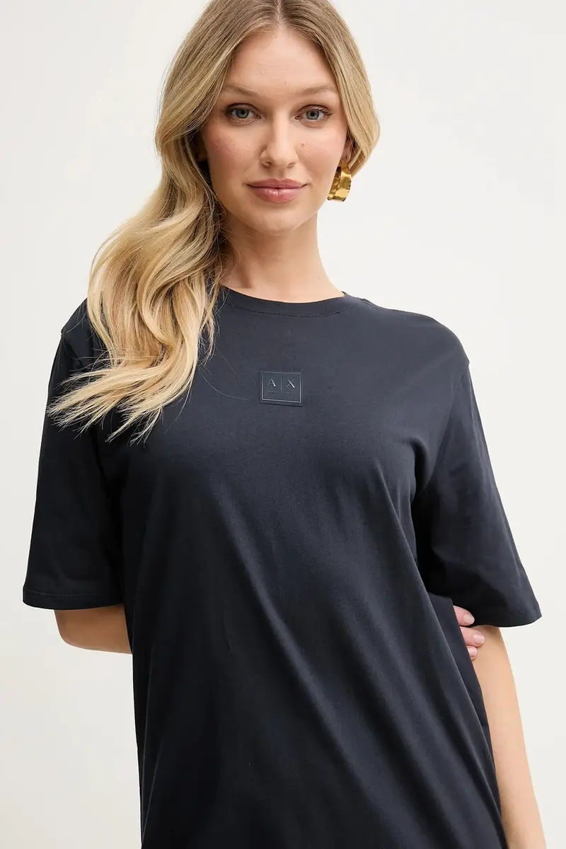 vestito in cotone colore blu navy XW000353 AF10359 miniatura 4