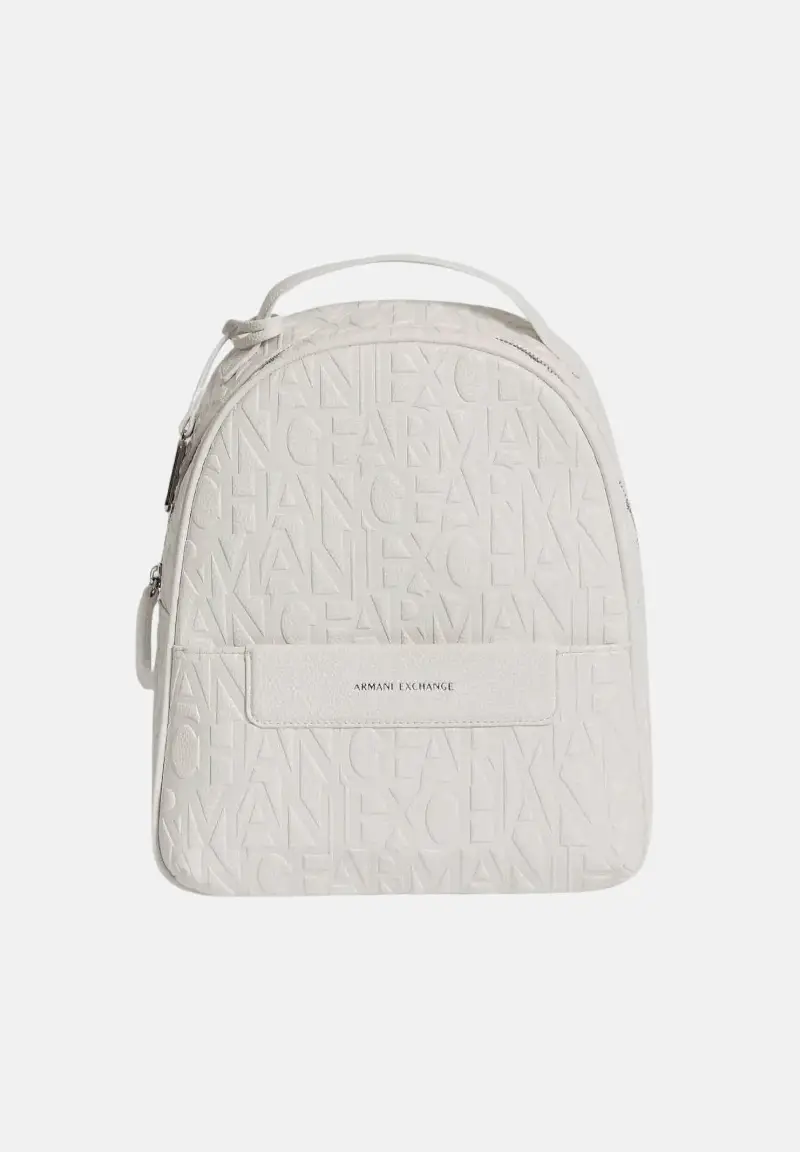 Zaino bianco da donna con logo all-over