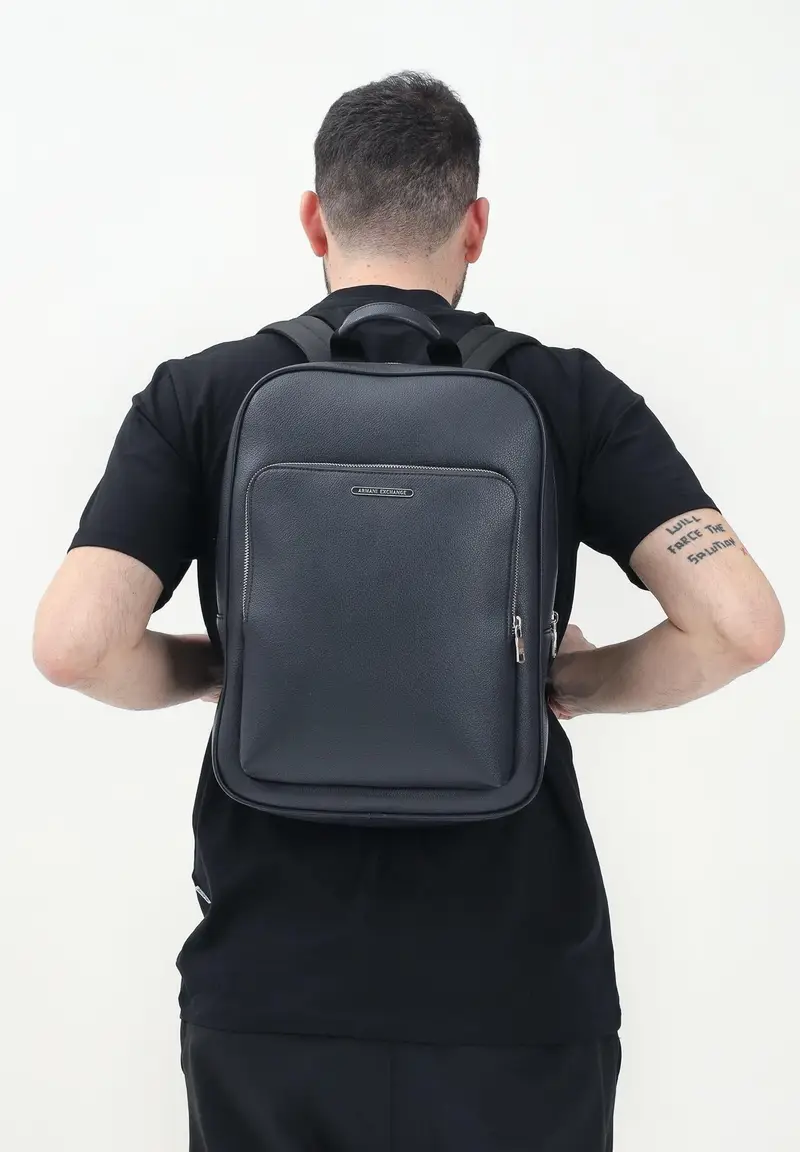 ARMANI EXCHANGE Zaino blu da uomo con logo miniatura 3