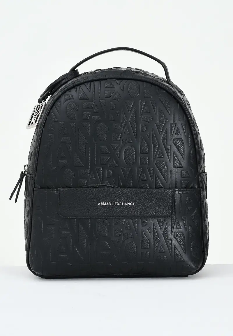 Zaino nero da donna con logo all-over