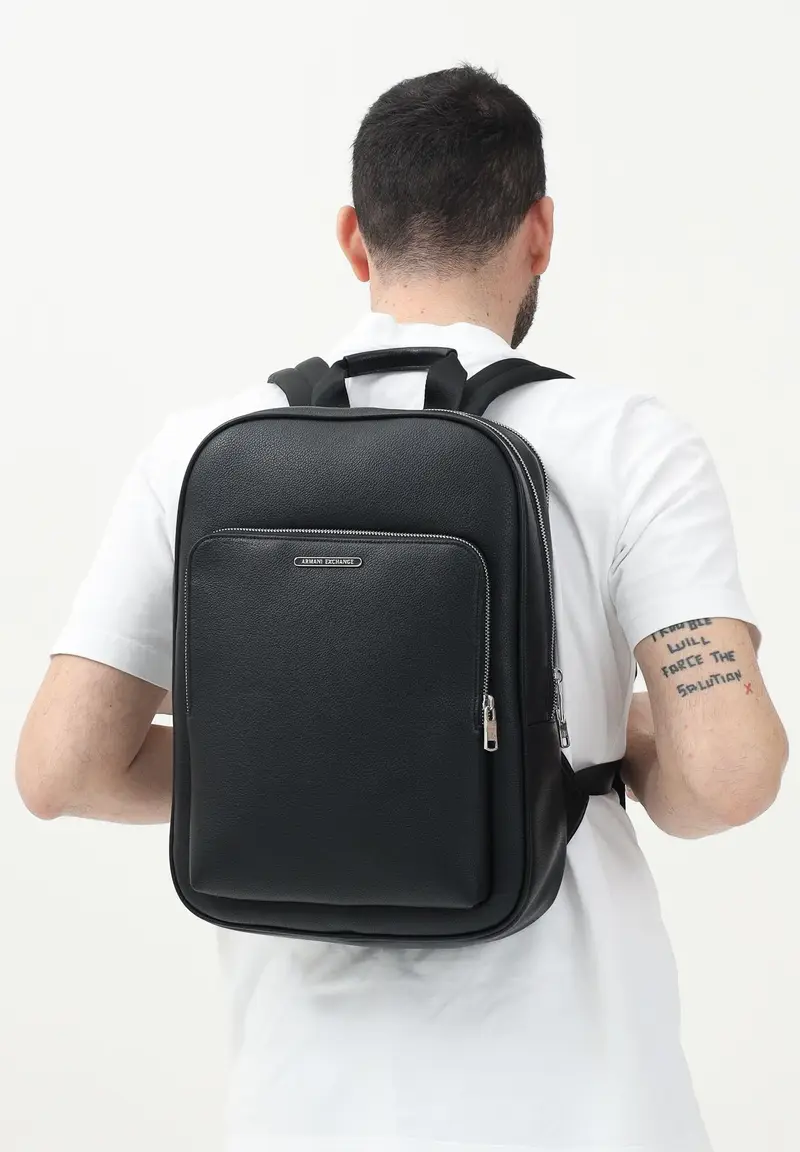 ARMANI EXCHANGE Zaino nero da uomo con logo miniatura 3