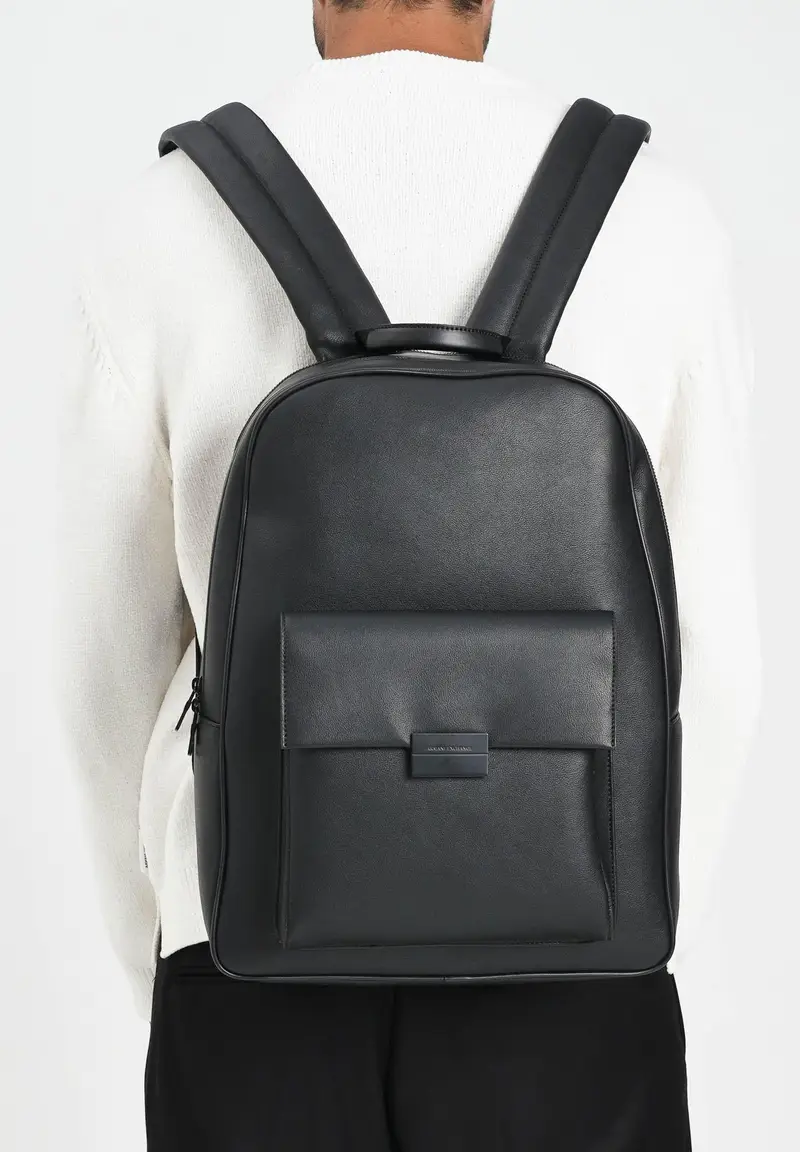 ARMANI EXCHANGE Zaino nero da uomo con logo miniatura 2