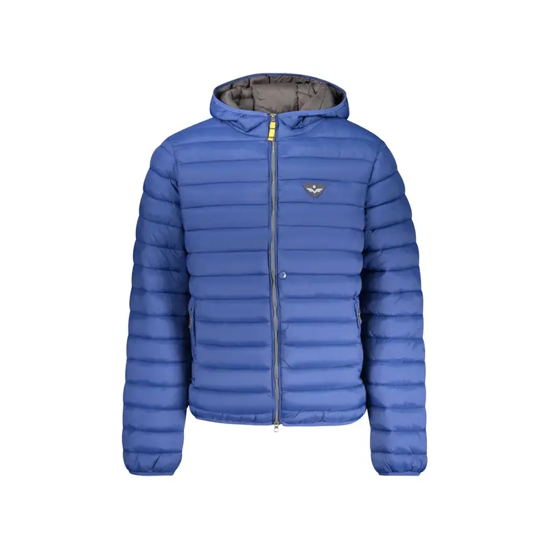 Giubbotto Uomo Blu con Cappuccio e Logo