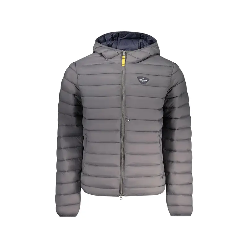 Giubbotto Uomo Grigio con Cappuccio e Logo