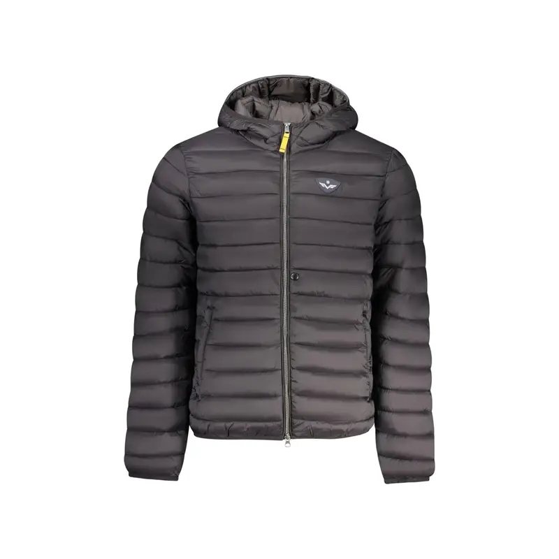 Giubbotto Uomo Nero con Cappuccio e Logo