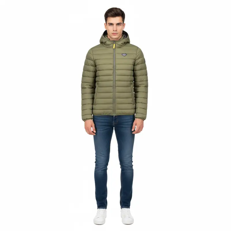 Giubbotto Uomo Verde con Cappuccio e Logo miniatura 3