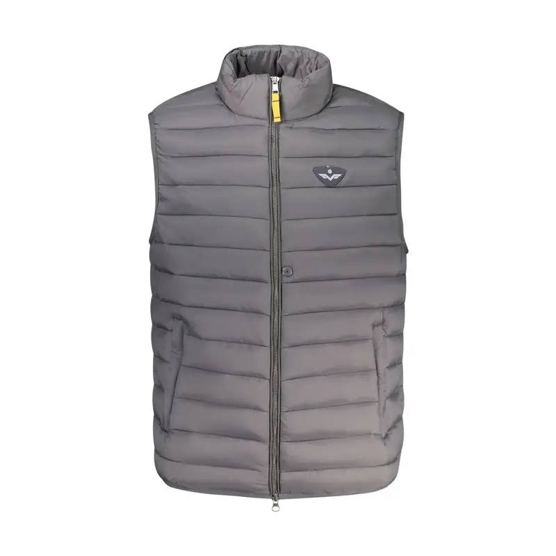 Smanicato Uomo Grigio con Zip e Logo