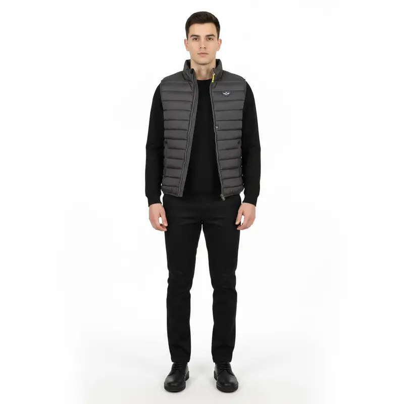 Smanicato Uomo Nero con Zip e Logo miniatura 3