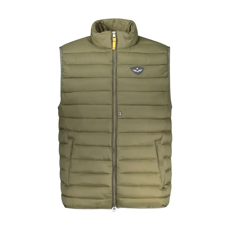 Smanicato Uomo Verde con Zip e Logo