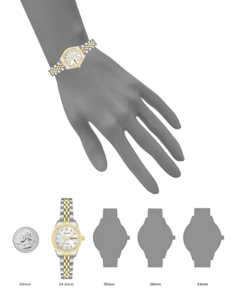 Armitron Orologio da polso da Donna, 75/2475, impreziosito da veri cristalli, funzione datario, Argento/Oro miniatura 3