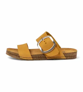 per donna 1017511F5003_024 Sandali in pelle 0175 Creta giallo (36), Basso, Fibbia, Casual