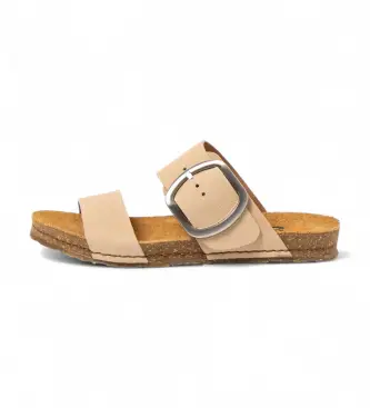 per donna 1017512ZZ003_020 Sandali in pelle 0175 Creta beige (36), Basso, Velcro, Casual