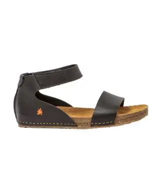 per donna 103822010003_001 Sandali in pelle 0382 Creta neri (36), Nero, Basso, Velcro, Casual Naturale