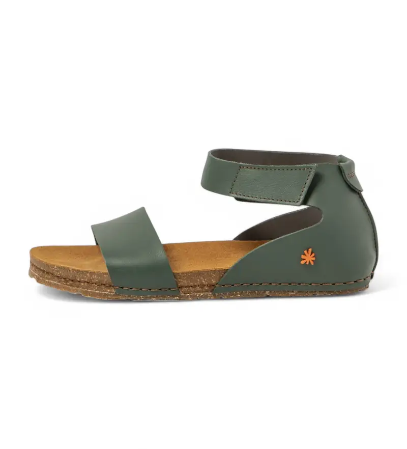 per donna. 103822DI0003_0G3 Sandali in pelle 0382 verde Creta (36), Basso, Velcro, Casual