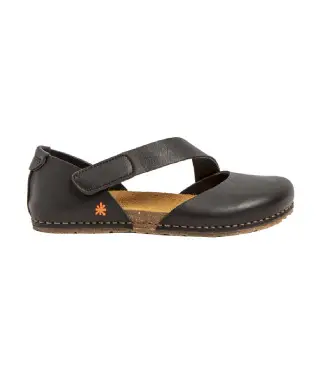 per donna 103842010003_001 Sandali in pelle 0384 Creta neri (37), Nero, Basso, Velcro, Casual Naturale