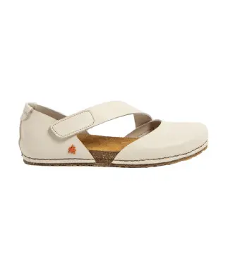 per donna 103842ZZ0003_020 Sandali in pelle 0384 Creta bianco sporco (36), Basso, Velcro, Casual