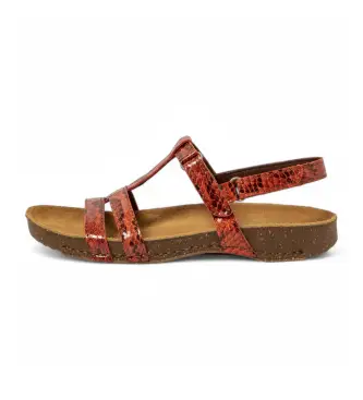 per donna 10946S188003_006 Sandali in pelle 0946S I Breathe arancioni (37), Basso, Velcro, Casual, Arancione, Animal Print Naturale